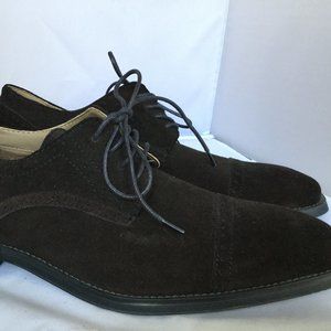 MENS' CALVIN KLEIN BROWN SUEDE CAP TOE OXFORDS